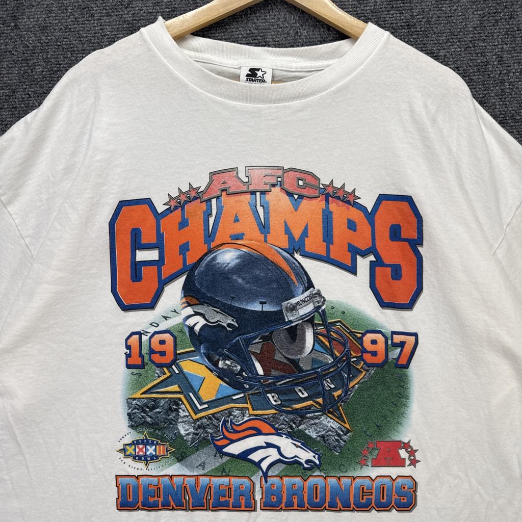 Vintage Denver Broncos Shirt Mens 2XL White 90s Starter Super Bowl XXXII NFL