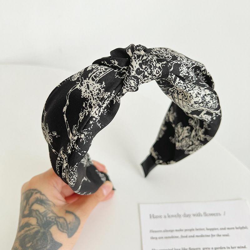 Wide Edge Printed Fabric Hair Accessories Women Cross Headband Simple Hair Hoop Knotted