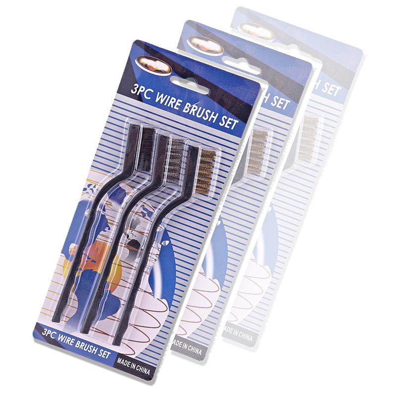 Source Factory Sells 3-piece Stainless Steel Copper Wire Toothbrush, rust Removal and Cleaning Tools for Scrubbing and Cleaning. 3-piece cleaning tools