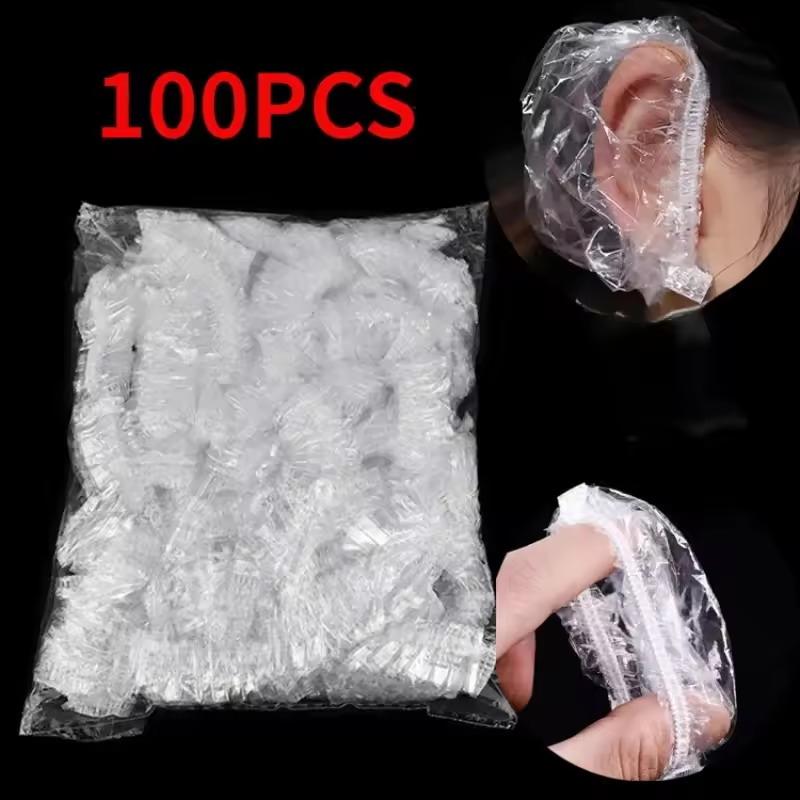 100Pcs Disposable Hair Dye Earmuff Waterproof Ear Cover Baking Oil Wash Shower Bathing Barber Hairdressing Cleaning Accessories