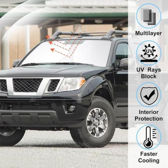 For 2022-2025 Nissan Frontier Cab Windshield Sun Shade Foldable UV Block Cover