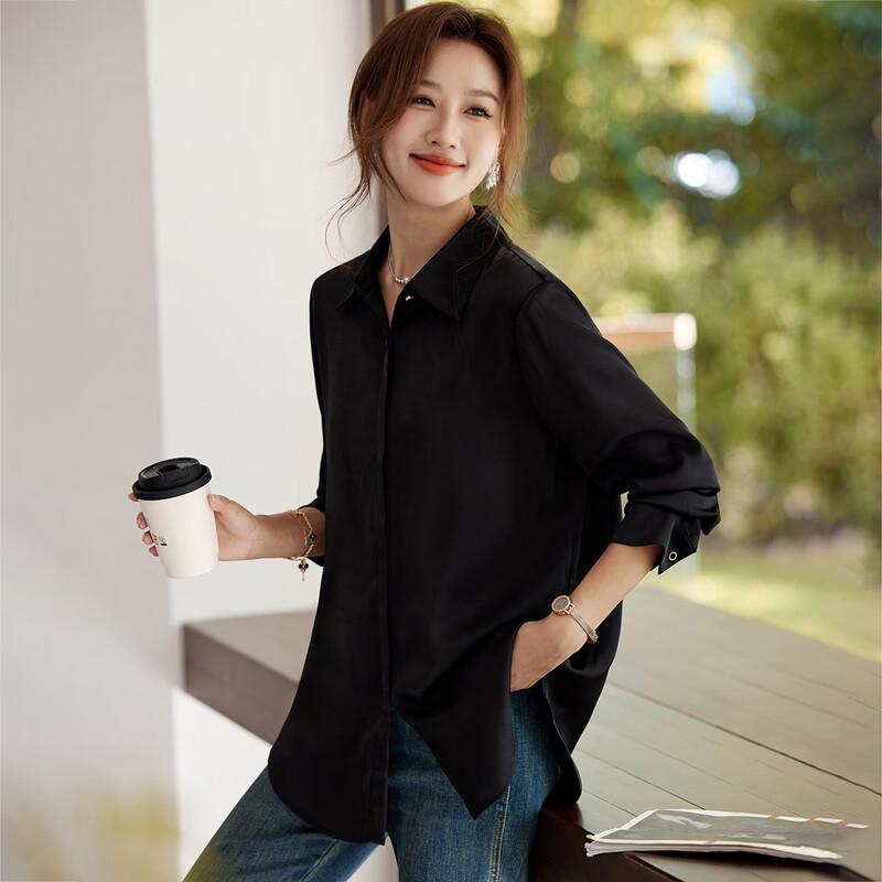 KAVON Women s Elegant Long Sleeve Lapel Blouse XL