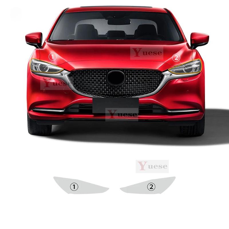 Für Mazda 6 Atenza 2018- 2 Stück Auto Scheinwerfer Schutzfolie Transparent Geräuchert Schwarz TPU Aufkleber