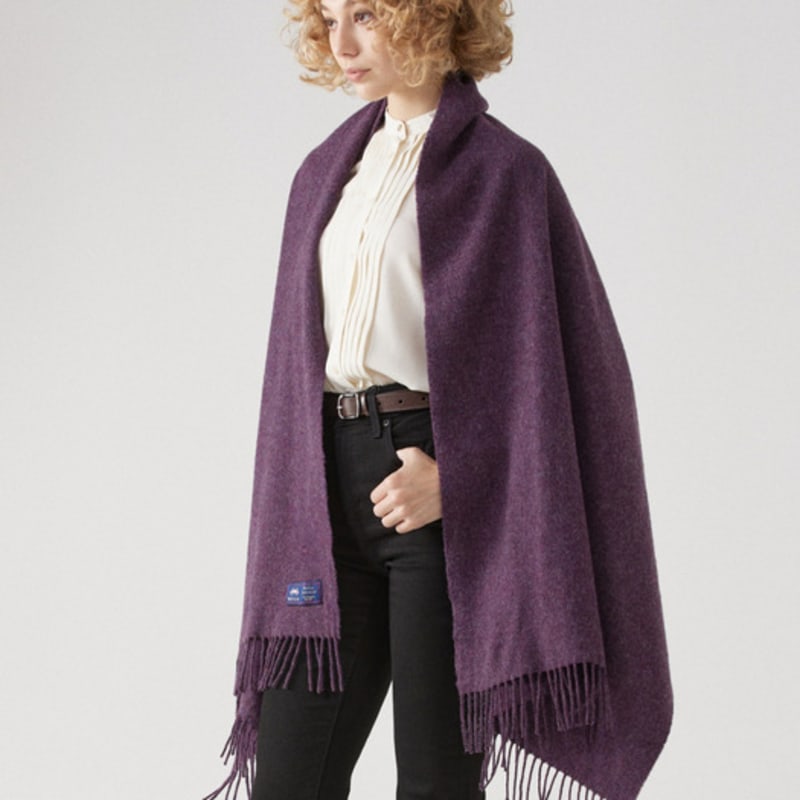 ABRAHAM MOON Merino Wool Shawl 70cm - Purple Heather