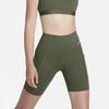 Nike Universal Journey Series Solid High-Waisted Quick-Dry Pocket Mid-Length Sports Shorts Women shorts Khaki-Green DQ5995-325