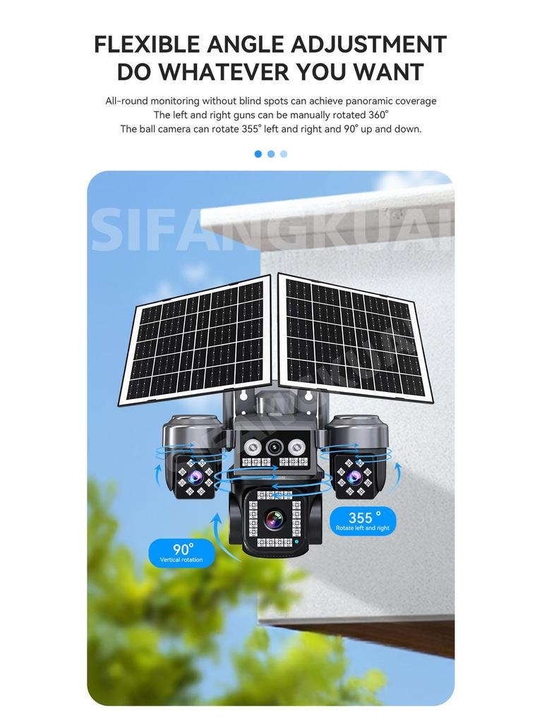 AOV 4G Solar-Powered Camera with Quad Lenses & Mobile Remote Monitoring