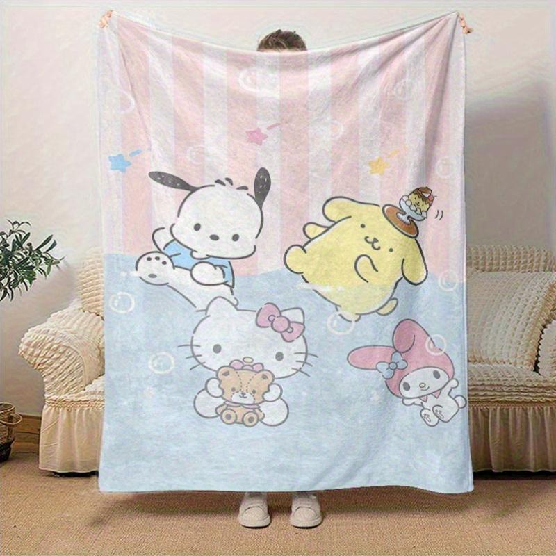 1pc, Sanrio Adorable Characters Home Decor Flannel Blanket, Perfect Gift for Bedroom, Living Room, Travel, Camping, Car, Beach, Office Nap. Ideal Sofa