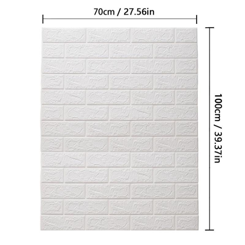 70cmX1m Waterproof Self-adhesive 3D Brick Patterned Wallpaper with Solid Color for Living Room Wall Stickers
