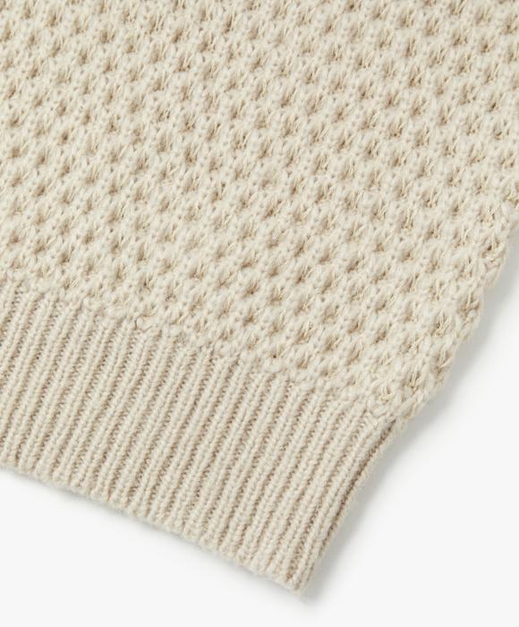 Le Mad Two-Tone Waffle Wool Round Knit - Cream
