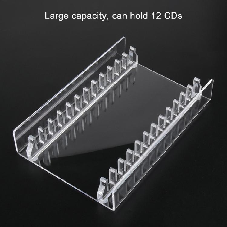 Acrylic CDs Holder with Cascading Desktop CDs Organizers Stores 12 CDs for Efficient Media Storage