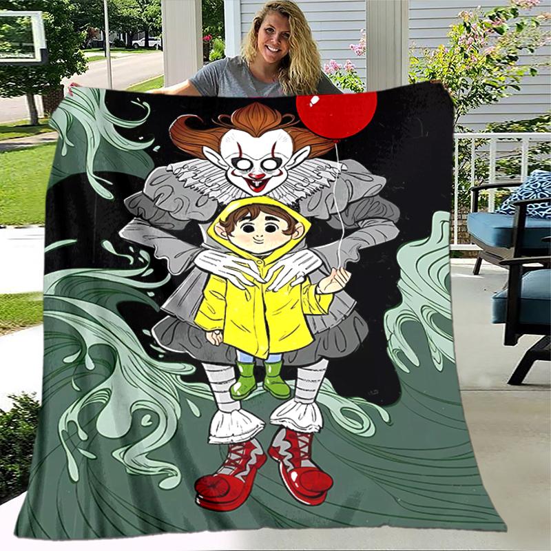 1pc Blanket Pennywise the Dancing Clown1 Print Design, Lightweight Blanket for Sofa, Bed- Soft &Warm, Gift for All Seasons Like Christmas, Halloween