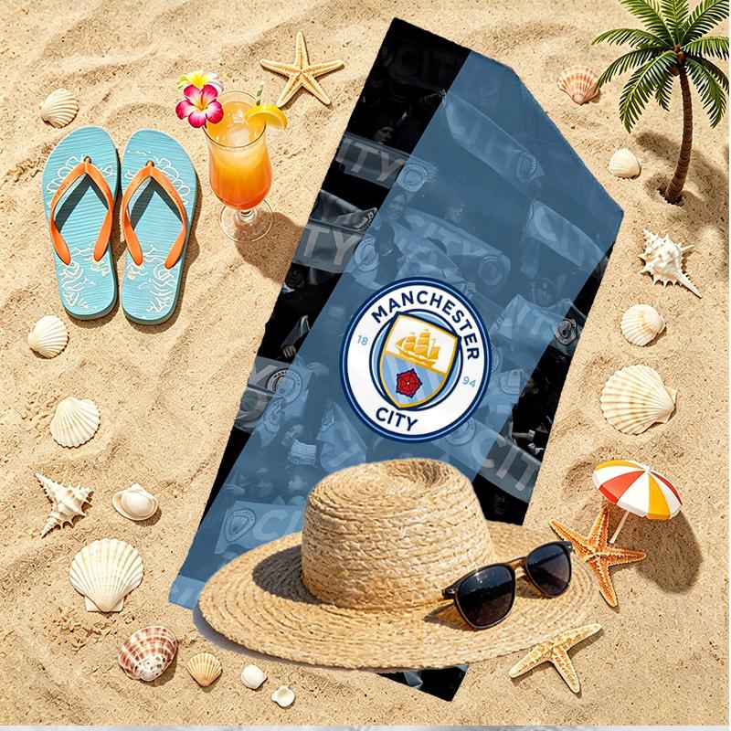 Football Team City FC Print Beach Towel, Versatile Lightweight Absorbent Beach Towel for Pool Surf Yoga Bathroom, Perfect Birthday Holiday Gift