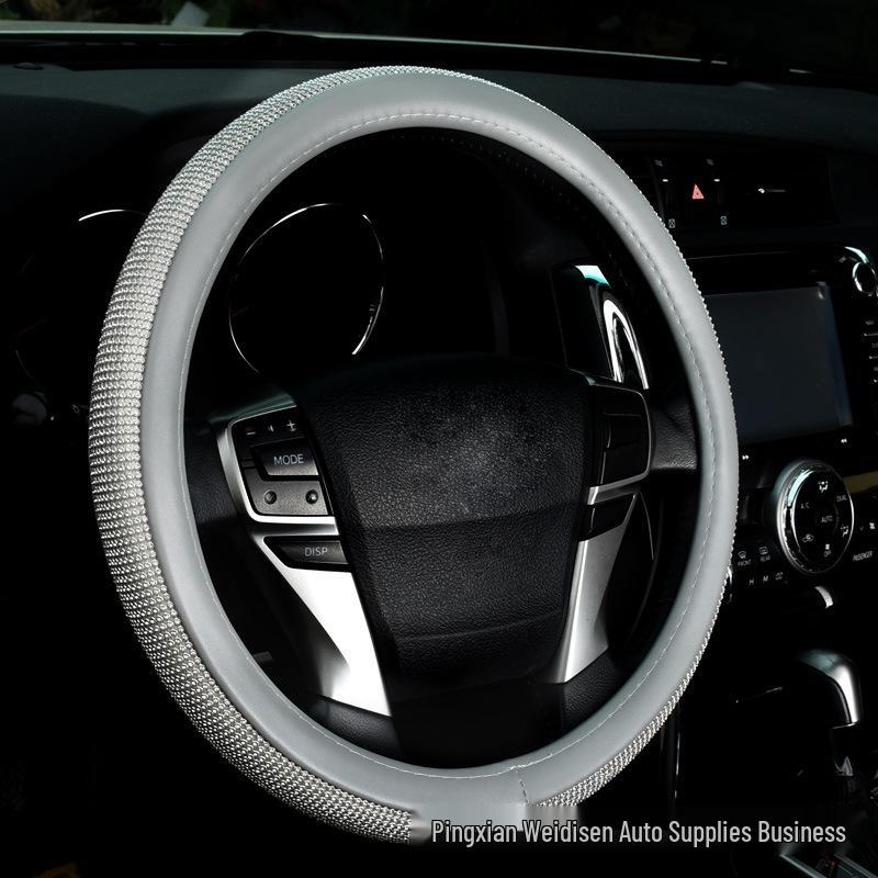 Universal Car Rhinestone Steering Wheel Cover - Four Seasons, Non-slip, Cute Full Diamond Crystal Design