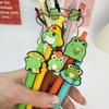 12Pcs Creative Simple Frog Family Theme Scalable Ballpoint Pen, Campus Design, Green Little Frog Series