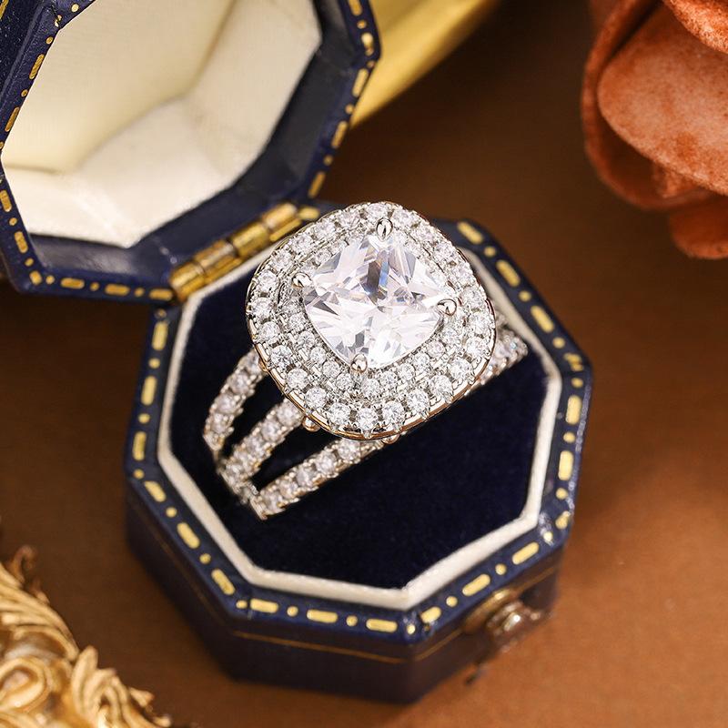 

European and American Fashion Micro-inlaid Zircon Personalized Luxury Heart-shaped Women s Wedding Ring, Ring 2026 no. 6