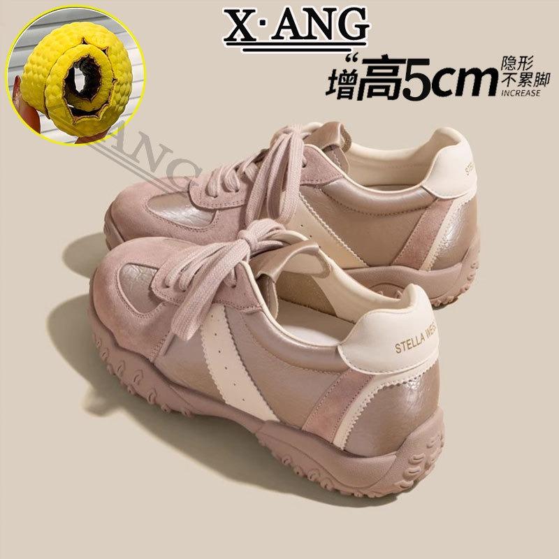 Inner Heightening Women's Shoes Leather Soft Sole Breathable Spring and Summer New Casual Sports Shoes
