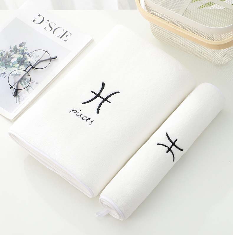 Toalla Hotel Home 100% Polyester Hand Facial Shower Towel Soft Hotel Bath Towel Custom constellation Embroidery Towel