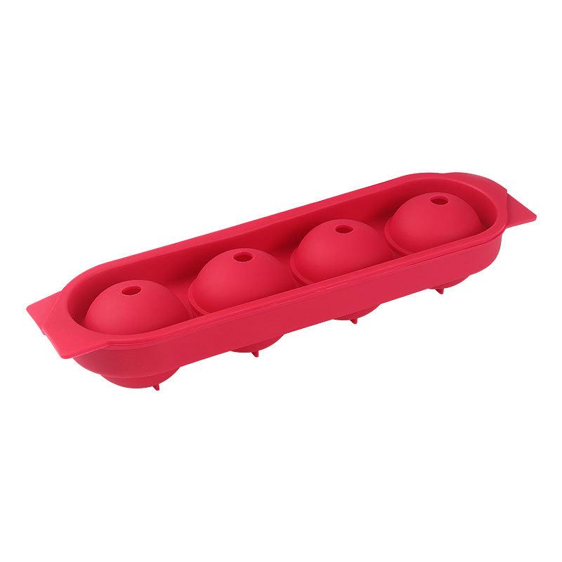 

Large Ice Ball Mold Silicone Tray-4-Cavity Fast Freeze, Reusable Whiskey Ice Maker for Home Bar, Bourbon Cocktails-Easy Release червоний