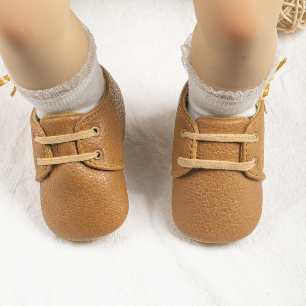 Neugeborene Babyschuhe Mode Lässig Kleinkind Jungen PU-Leder Rutschfest Faltbare Gummisohle Kleinkind Erste Laufschuhe