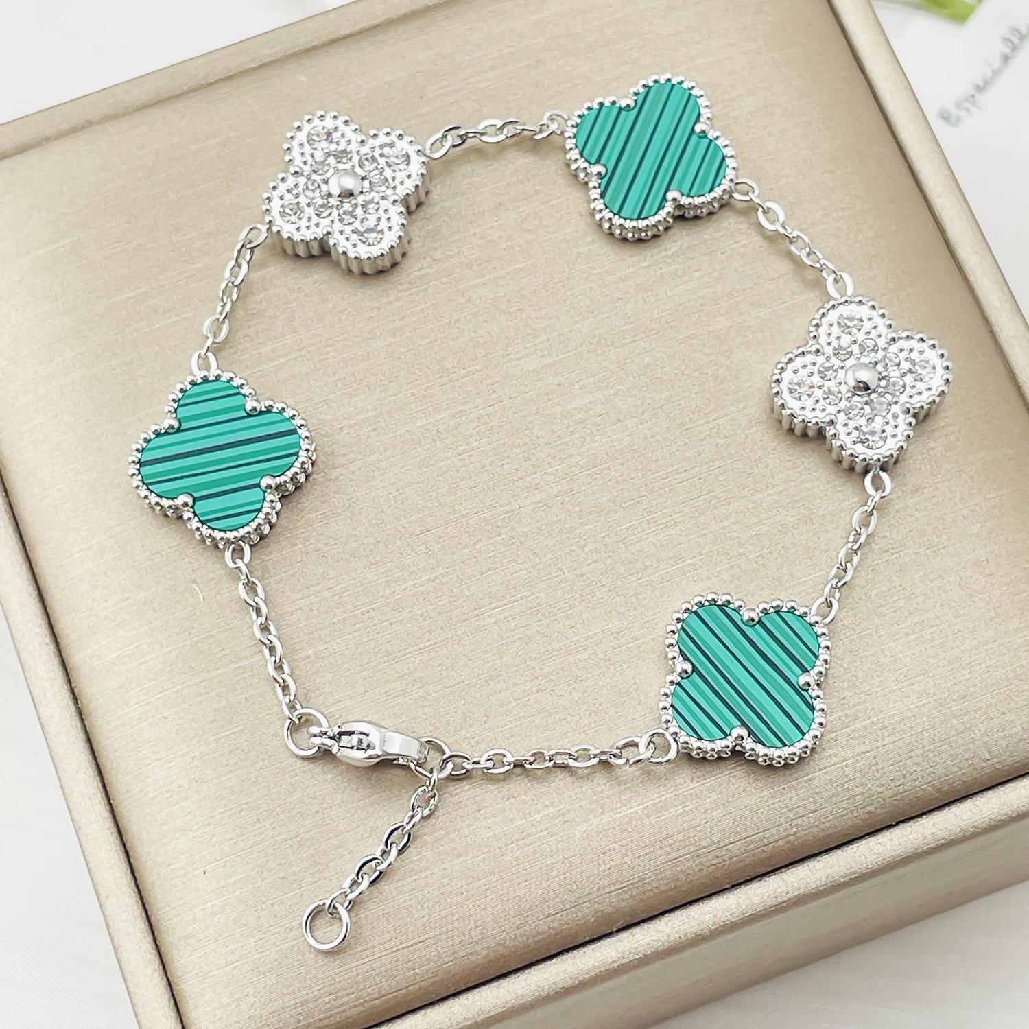 

15 мм модный двусторонний браслет-клевер для женщин с индивидуальным дизайном Shell Tide зелёный