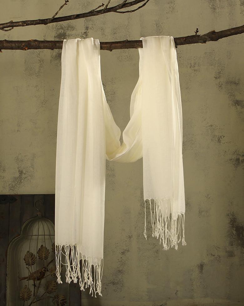Popular Flax Plant Dyed White Scarf Summer Sunscreen Silk Silk Scarf Solid Color Cotton And Linen Shawl