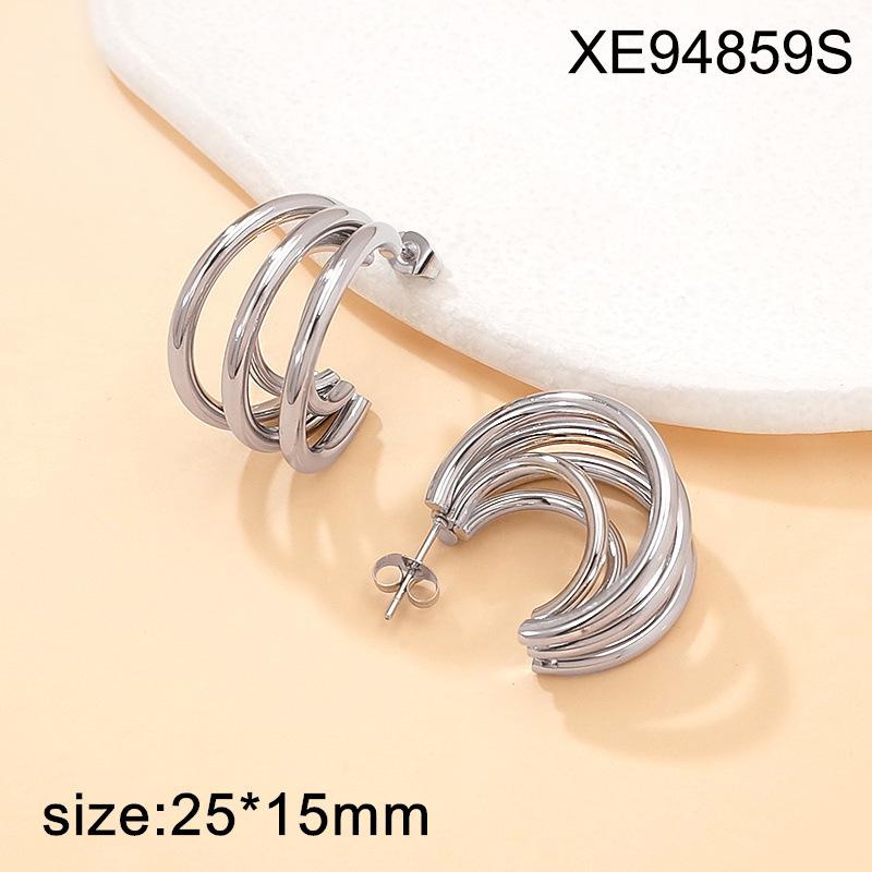 Stylish Gold-Plated Geometric Titanium Steel Earrings - Luxurious & Versatile Hoops