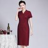 2022 Spring Elegant Knee-Length Dress: Stylish Plus Size Mother of the Bride Outfit for Middle-Aged Women