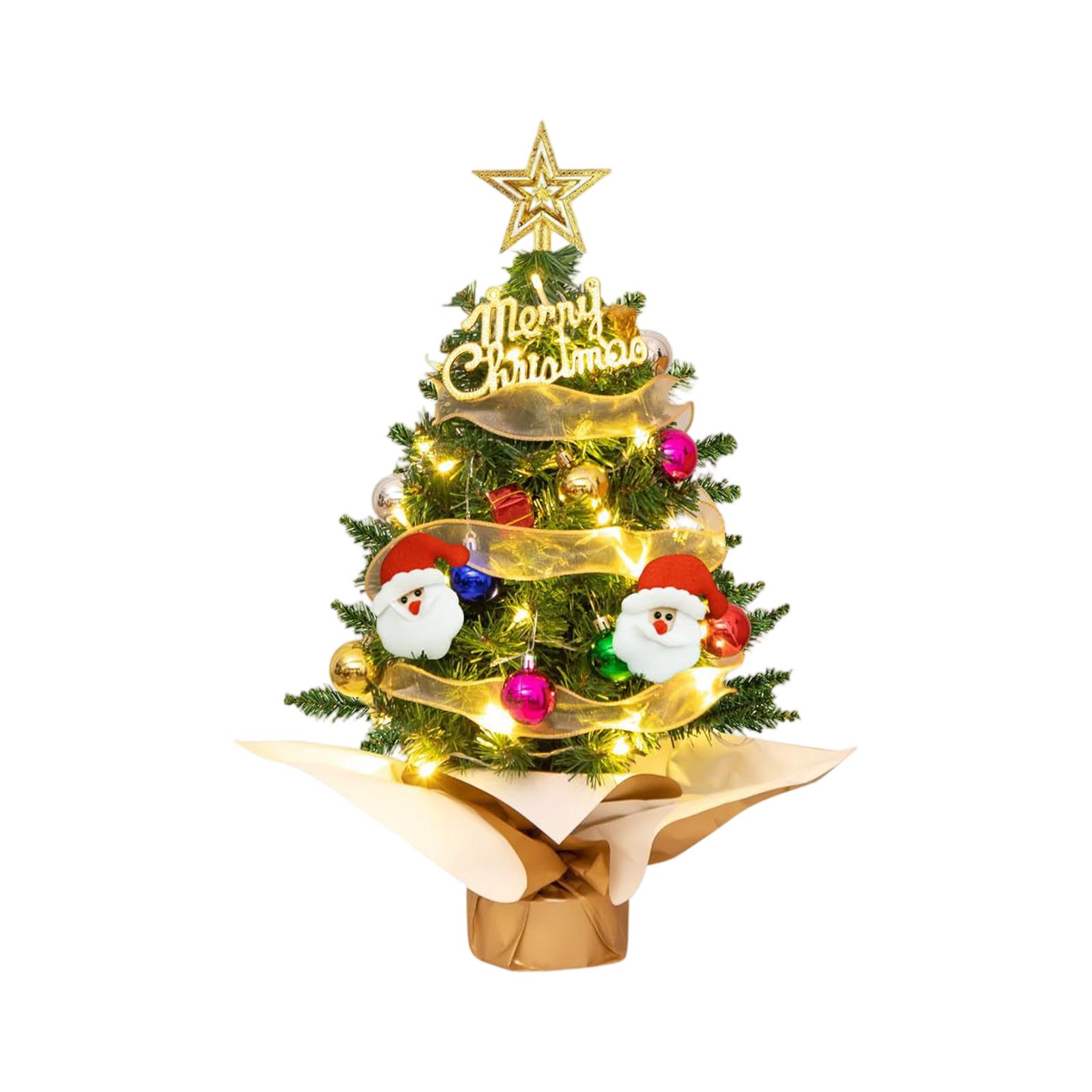 

Christmas Tree Set Christmas Decor With Lights Desktop Mini Christmas Tree Ornaments New Party Decoration Gift Navidad 24cm