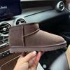 Short snow boots women's cowhide waterproof velvet cotton boots mini sheepskin fur integrated shoes warm and non-slip