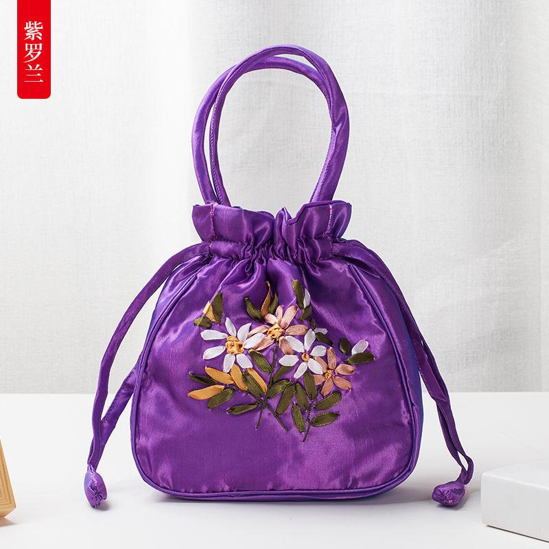 Handbag Women's Bag Ethnic Wind Bag Handmade Embroidered Mommy Bag New Women's Shopping Bucket Drawer Mobile Phone Bag