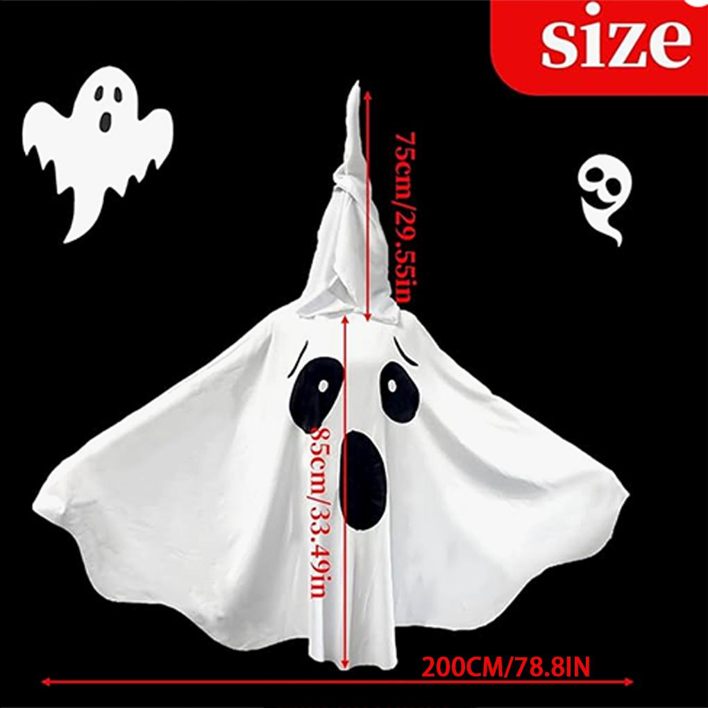 White Hooded Cape, Adult Ghost Outfit, Horror Soft Fabric, Easy To Durable For Long-Term Use. For Halloween, And