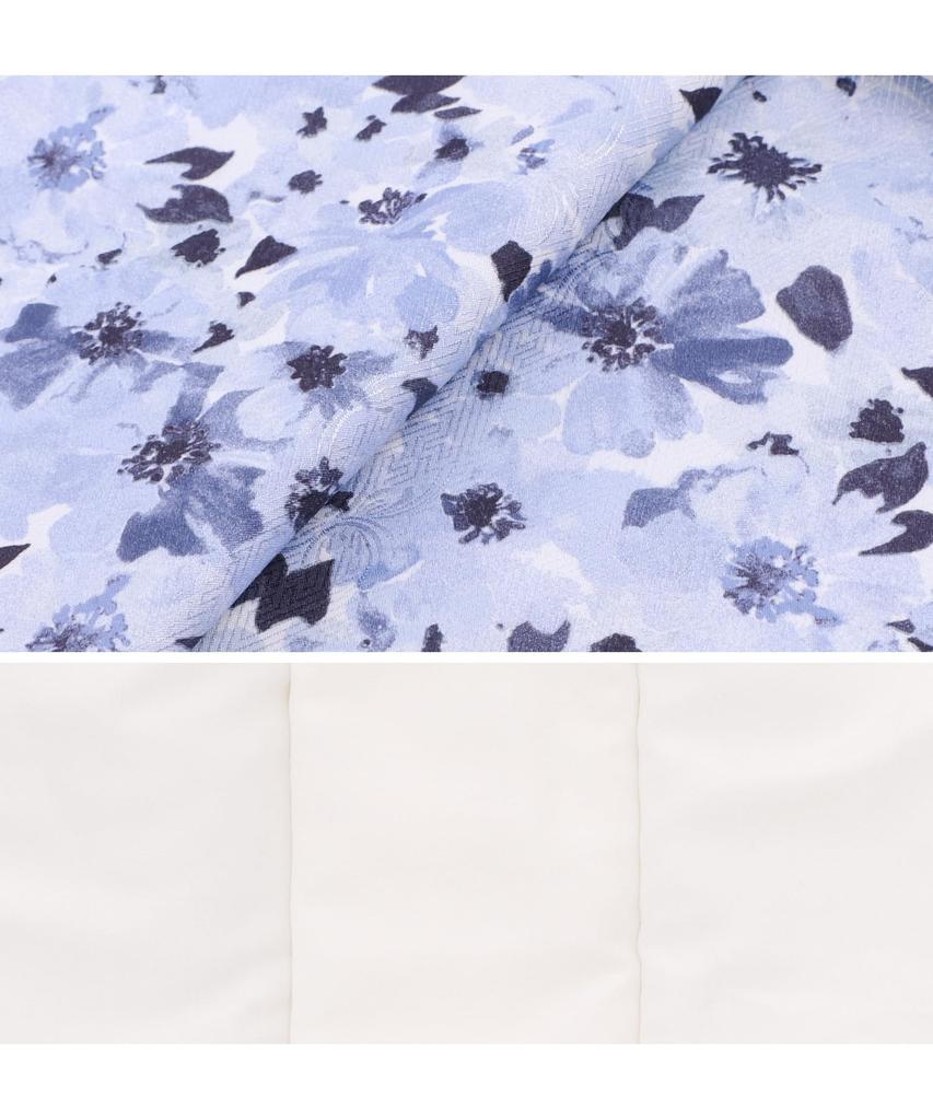 KYOETSU Set for Ceremony Includes Kimono and In a Dull Color Light Blue Flower 4-Piece Girls' Shichi-Go-San (753), Two-Piece Set, Hifu, Accessories,