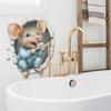 Cartoon Mouse Brushing Teeth Wall Sticker Self-Adhesive Removable Waterproof for Bathroom Kids Room Home Decor Art