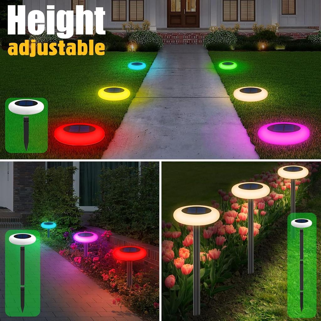 Colorful Solar Colorful Solar Lights Outdoor, Color Changing Solar Lights with Remote, Colorize Pathway Lights Solar Garden Lights for Landscape
