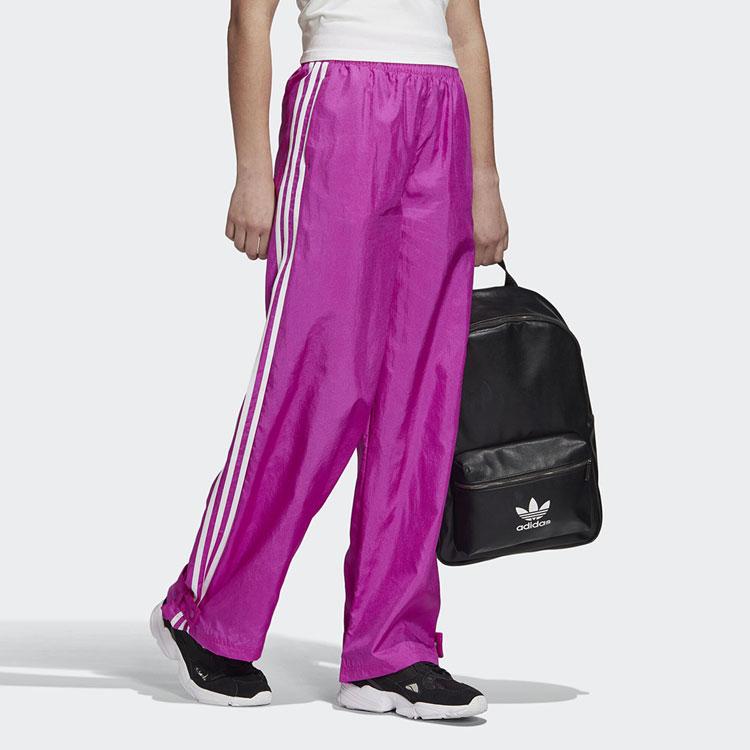 Adidas Originals Vintage Logo Embroidered Color Block Striped Wide Leg Loose Fit Sports Casual Pants Women Pants Purple FL4061