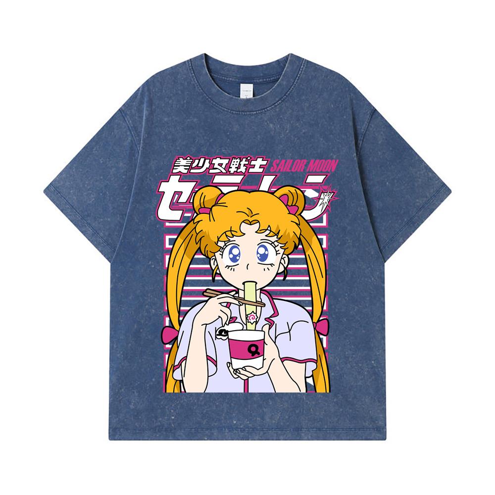 

275 GSM Washed T-shirts 100% Cotton Sailor Moon V3 Minako Print Unisex Heavy Cotton T Shirt 2XL