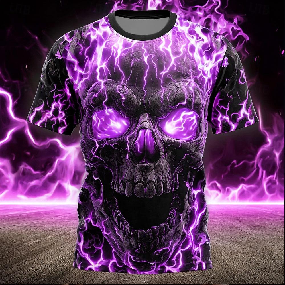 Letní T-shirt s 3D potiskem lebky Fame Streetwear Pánská Móda Ležérní Oversized s kulatým výstřihem Krátký rukáv Trička Vrcholy Oblečení