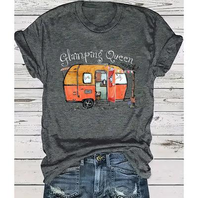 Women Summer T Shirt Retro Fashion Short Sleeve Tees Casual Classical Printed Tops