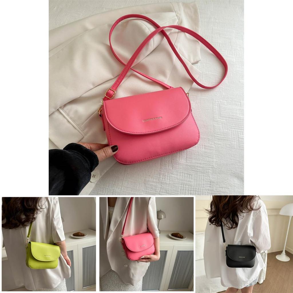 Trendy Candy-colored Saddle Bag In White Khaki Pink Green Brown Black