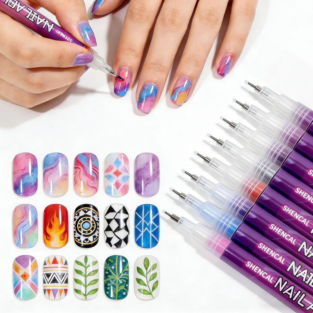 12-Color DIY Quick-Dry Nail Art Stamping Pen Set for Graffiti Painting