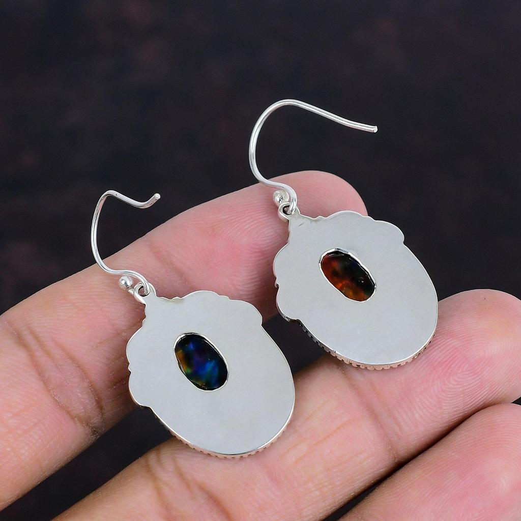 Faceted Ammolite Earring Gemstone Earrings Handmade Jewelry 925 Sterling Silver Earring Vintage Earring Anniversary Gifts Birthstone Jewelry
