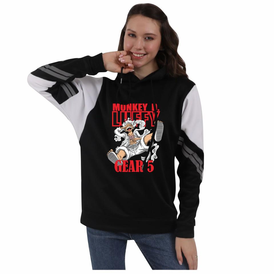 One Piece Pirate King Men's and Women's Color Block Fleece Hoodie - Autumn/Winter