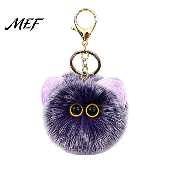 Decorative Plushie Pendant Plush Cat Ball Keychain, Fluffy Kitten Pompom Bag Charm, Keychain with Lightweight Metal Lobster Clasp,