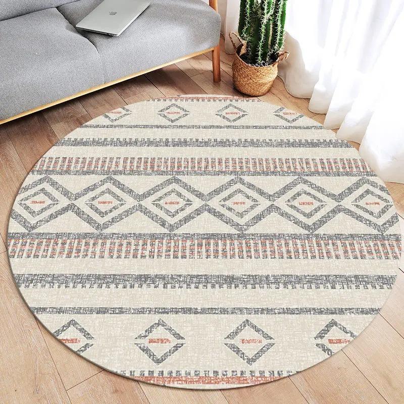 Retro Mandala Round Carpet Living Room Sofa Carpet Simple Home Decoration Bedroom Floor Mat Kitchen Bathroom Anti-slip Mat