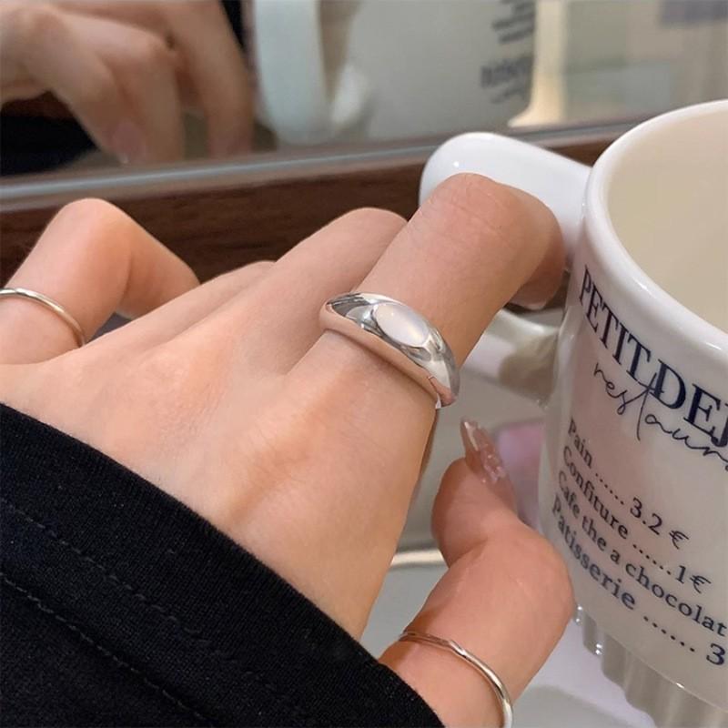Luxe Korean 925 Sterling Silver Ring For Women With Trendy Geometric Design And Adjustable Fit For Everyday Sophistication