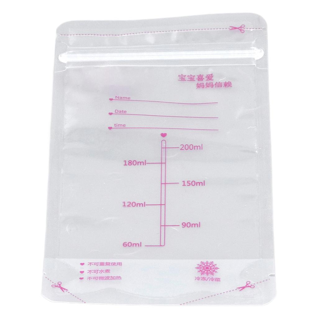 30 Stück Muttermilch-Aufbewahrungsbeutel 200 ml Einfach zu bedienen Baby-Grundausstattung Doppelt versiegelte Milchaufbewahrungsbeutel zum Füttern Gefrierschrank