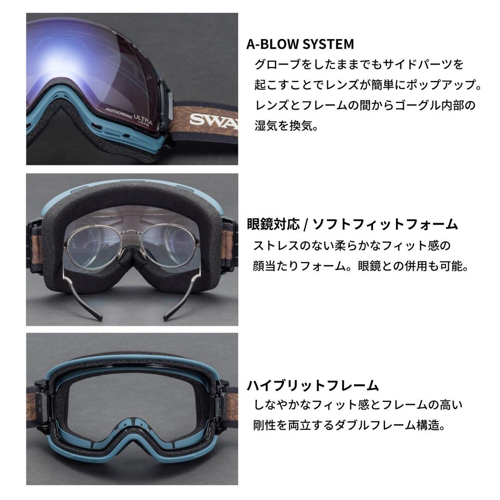 Swans RIDGELINE Snow Made In Glasses Pastel Brown Mirror X Ultra Light Purple UV Sizes Goggles, Japan, Compatible, Polarized, Mirrored, RL-MDH-PU-LP