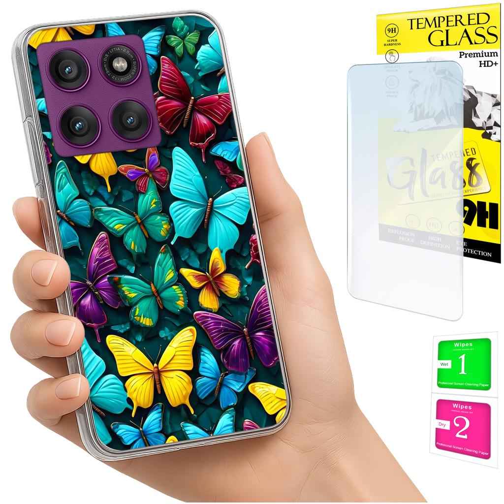 Etui Do Motorola Edge 60 Pro Obudowa Foto Case Plecki Motyle + Szkło 9H