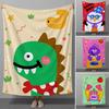 Colorful Cute Monster Animal Cartoon Fun Aesthetic Throw Soft Flannel Throw Blanket for Couch Bed Sofa Warm Cozy All Season