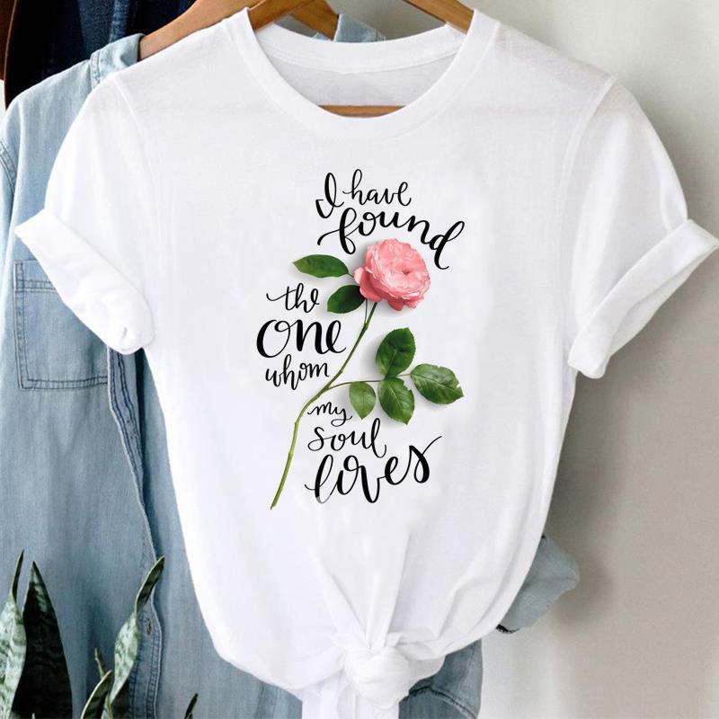 (Asian Size) Tee trend love cute Graphic T Shirt Fashion Women Clothing Casual Lady Female Top spring summer Printed Short Sleeve T-shirts